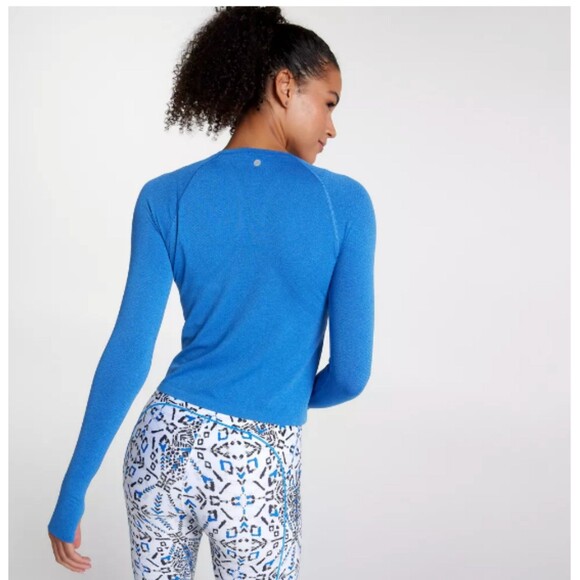Women's Calia Seamless Race Length Long Sleeve Shirt Cosmic Blue Spacedye XL - Picture 2 of 8
